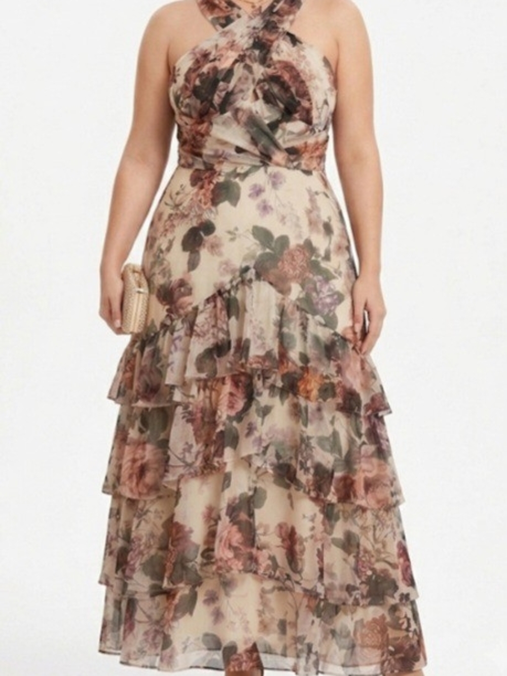 Dress the Population Maya Floral Corset Halter Maxi Dress - Size L - Picture 2 of 8